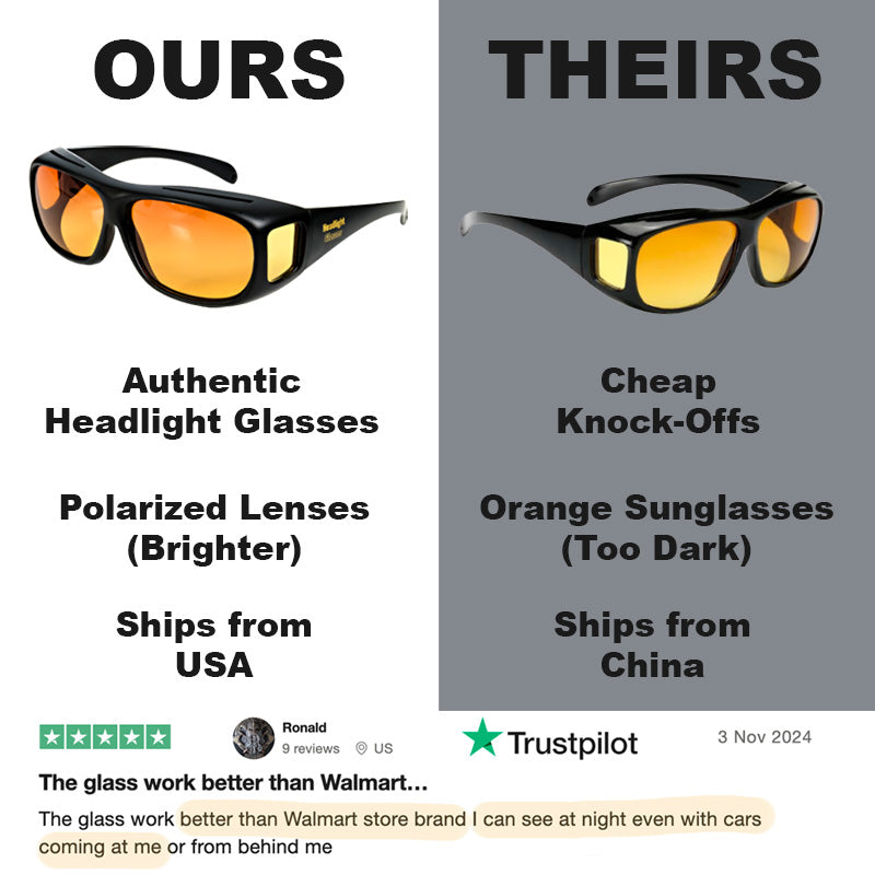 Headlight Glasses with Polarized LED GlareCut Technology™ (Fit Over Glasses)